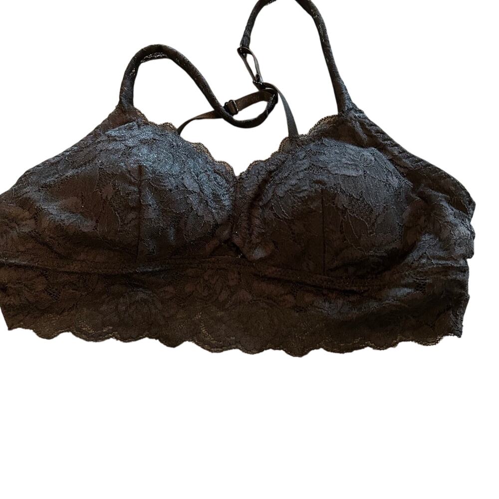 Marilyn Monroe Black Lace Pullover Bralette Padded Strappy Bra NWOT L